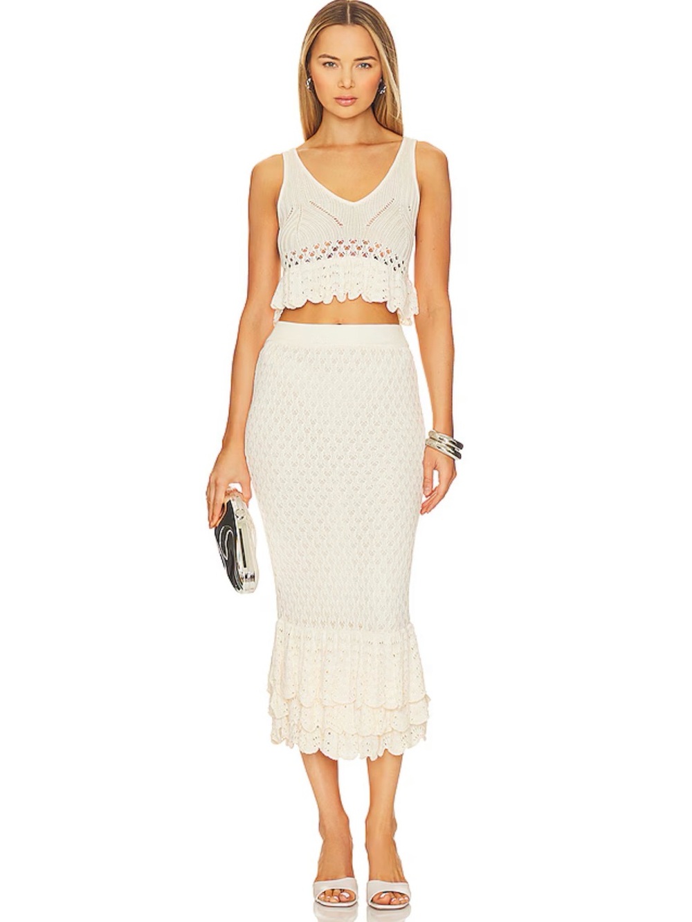Beach Riot Ivory Crochet Skirt Set